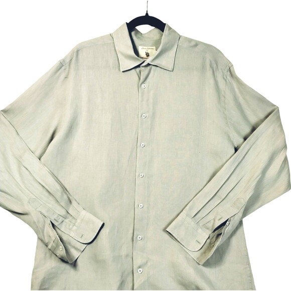 Le Prince Maurice Shirt Men's XL Grey Linen Flax Private Collection Long Sleeve - Picture 1 of 10
